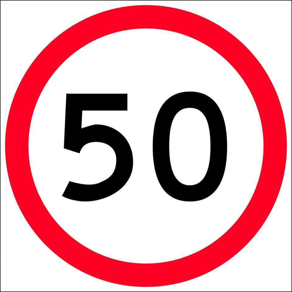 Uniform Safety Signs - 600x600mm - Corflute - Class 1 - 50 km Speed Restriction in Roundel | T9-35