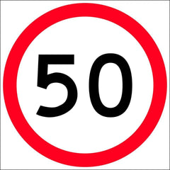 Uniform Safety Signs - 600x600mm - Corflute - Class 1 - 50 km Speed Restriction in Roundel | T9-35
