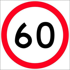 Uniform Safety Signs - 600 x 600mm - Aluminium - Class 1 - Reflective - 60 Km Speed Restriction in Roundel | T9-36M