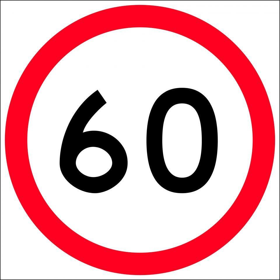 Uniform Safety Signs - 600x600mm - Corflute - Class 1 - 60 km Speed Restriction in Roundel | T9-36