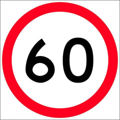 Uniform Safety Signs - 600x600mm - Corflute - Class 1 - 60 km Speed Restriction in Roundel | T9-36
