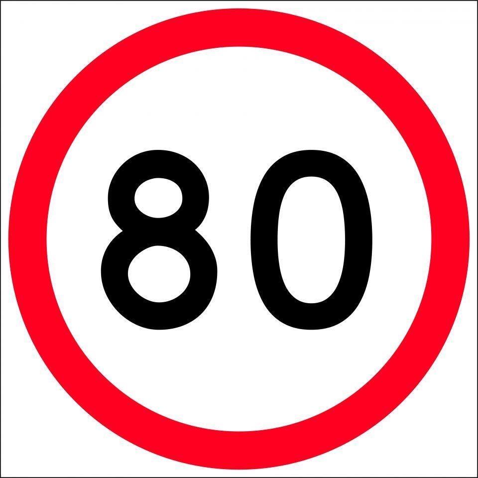 Uniform Safety Signs - 600x600mm - Corflute - Class 1 - 80 km Speed Restriction in Roundel | T9-38