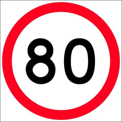 Uniform Safety Signs - 600x600mm - Corflute - Class 1 - 80 km Speed Restriction in Roundel | T9-38