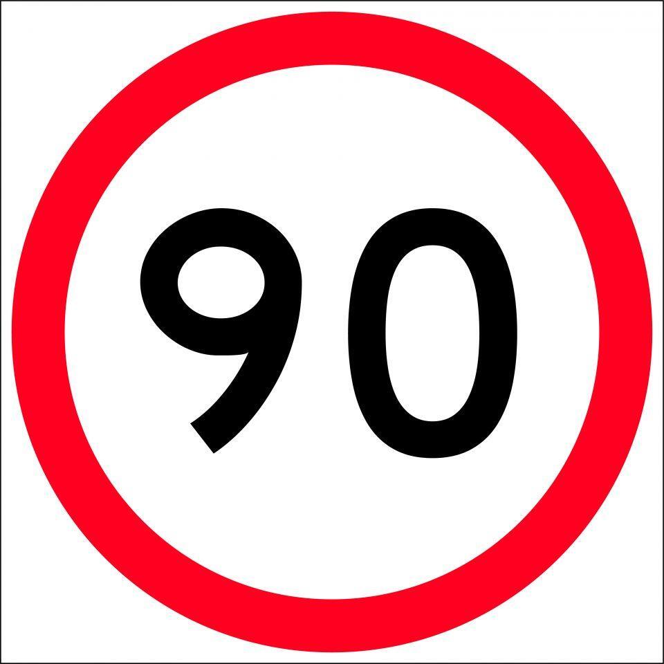 Uniform Safety Signs - 600x600mm - Corflute - Class 1 - 90 km Speed Restriction in Roundel | T9-39