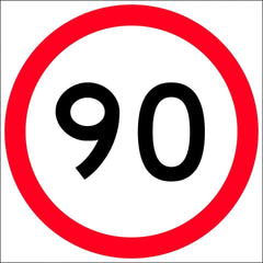 Uniform Safety Signs - 600x600mm - Corflute - Class 1 - 90 km Speed Restriction in Roundel | T9-39