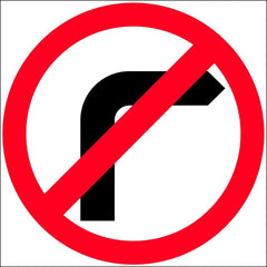 Uniform Safety Signs - 600x600mm - Corflute - Class 1 - No Right Turn Picto | T9-43