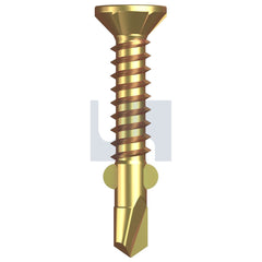 Hobsons - #10-16 x 30 ZINC YELLOW PASSIVATE AS3566 SQUARE DRIVE METAL WINGS COUNTERSUNK | Q414 (Pack of 1000)