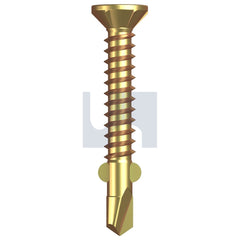 Hobsons - #10-16 x 35 ZINC YELLOW PASSIVATE AS3566 SQUARE DRIVE METAL WINGS COUNTERSUNK | FS415 (Pack of 500)