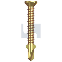 Hobsons - #10-16 x 40 ZINC YELLOW PASSIVATE AS3566 SQUARE DRIVE METAL WINGS COUNTERSUNK | FS416 (Pack of 500)