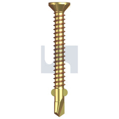 Hobsons - #10-16 x 45 ZINC YELLOW PASSIVATE AS3566 SQUARE DRIVE METAL WINGS COUNTERSUNK | FS418 (Pack of 500)