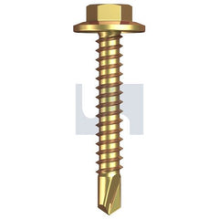 Hobsons - #12-14 x 35 - Yellow Passivate Metal SDS Flanged Hex Head - Zinc | T9PMYFH1214035
