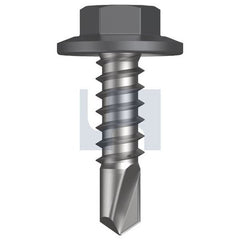 Hobsons - #12-14 x 20 - Basalt - Metal SDS Flanged Hex Head - Class 4 | TBAM4FH1214020