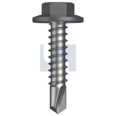 Hobsons - #12-14 x 25 - Basalt - Metal SDS Flanged Hex Head - Class 4 | TBAM4FH1214025