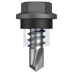 Hobsons - #8-18 x 12 Basalt - Cl4 As3566 Metal Sds Hex Head + Washer | Q273-Ba (Pack Of 1000)