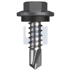 Hobsons - #12-14 x 20 - Basalt - Metal SDS Hex Head + Washer - Class 4 | TBAM4SH1214020