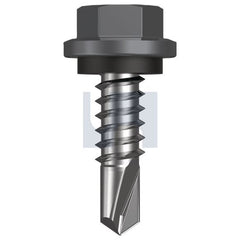 Hobsons - #14-14 x 22 - Basalt - Metal SDS Hex Head + Washer - Class 4 | TBAM4SH1414022