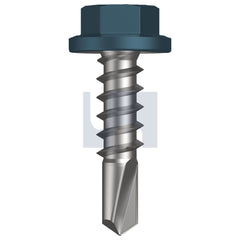 Hobsons - #14-10 x 25 - Blue Ridge (Pacific Blue) - Metal SDS Flanged Hex Head - Class 4 - Qty 1000 | TBRM4FH1410025