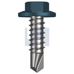 Hobsons - #14-14 x 22 - Blue Ridge (Pacific Blue) - Metal SDS 5 16af Flanged Hex - Class 4 - Qty 1000 | TBRM4RH1414022
