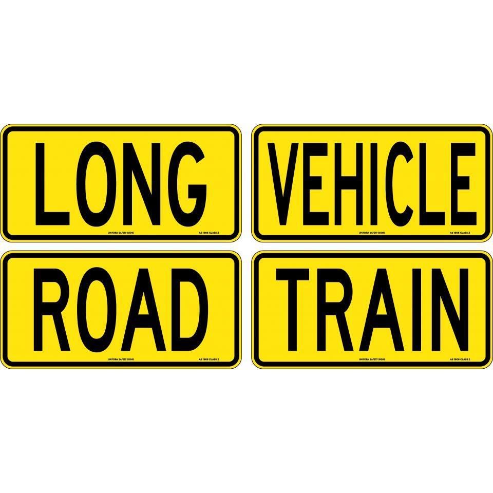 Uniform Safety Signs - 510x250mm - Metal - Class 2 - 2 piece Double Sided - Road/Long Train/Vehicle | TC4062-M