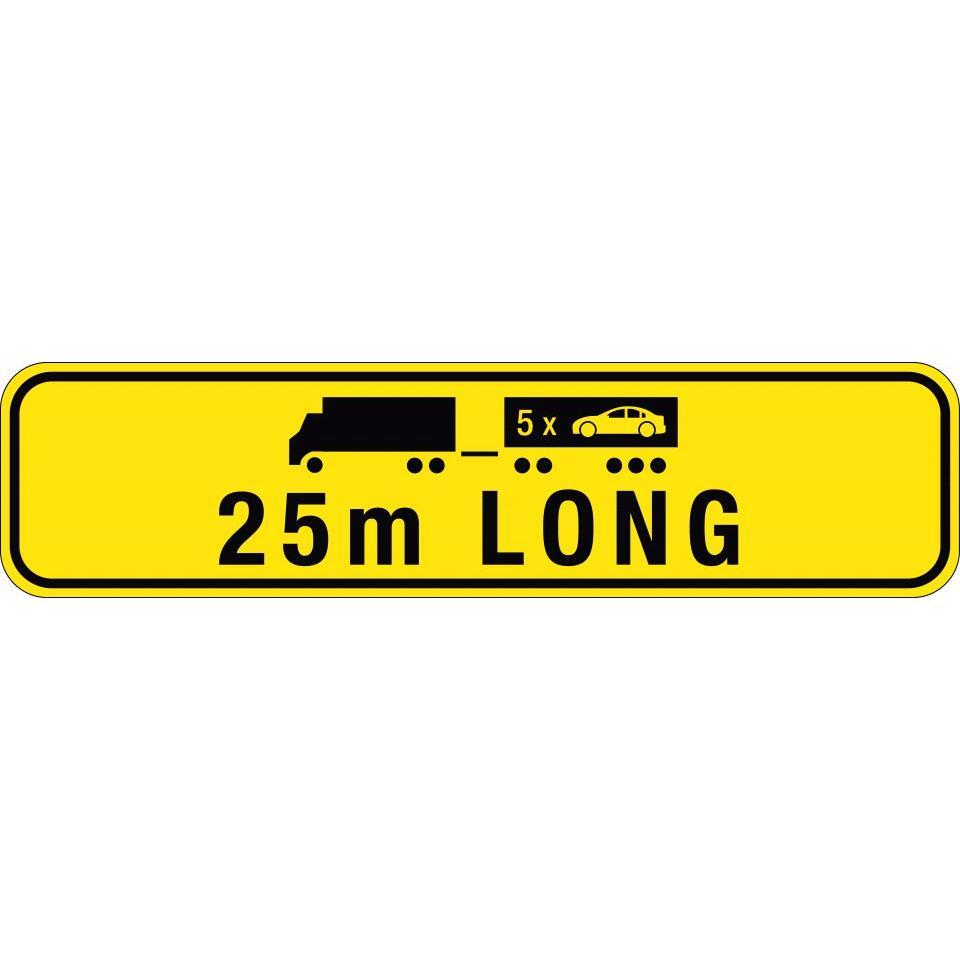 Uniform Safety Signs - 1020x250mm - Metal - Class 2 - Road Train 25m Long | TC4070-M