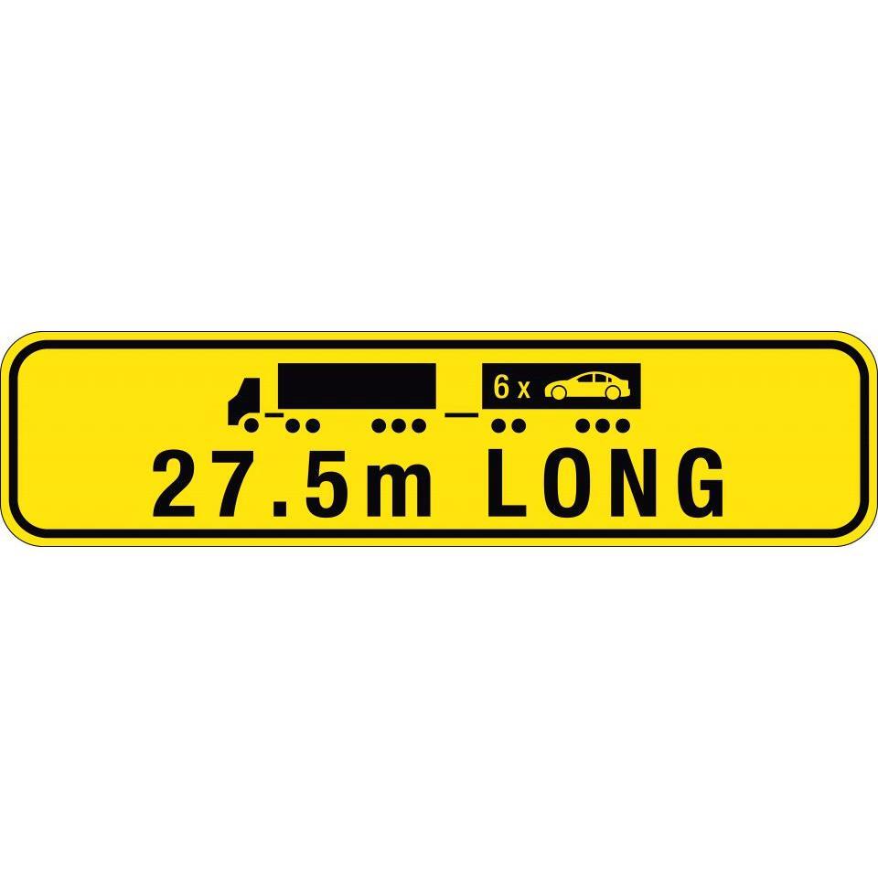 Uniform Safety Signs - 1020x250mm - Metal - Class 2 - Road Train 27.5m Long | TC4071-M
