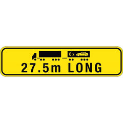 Uniform Safety Signs - 1020x250mm - Metal - Class 2 - Road Train 27.5m Long | TC4071-M