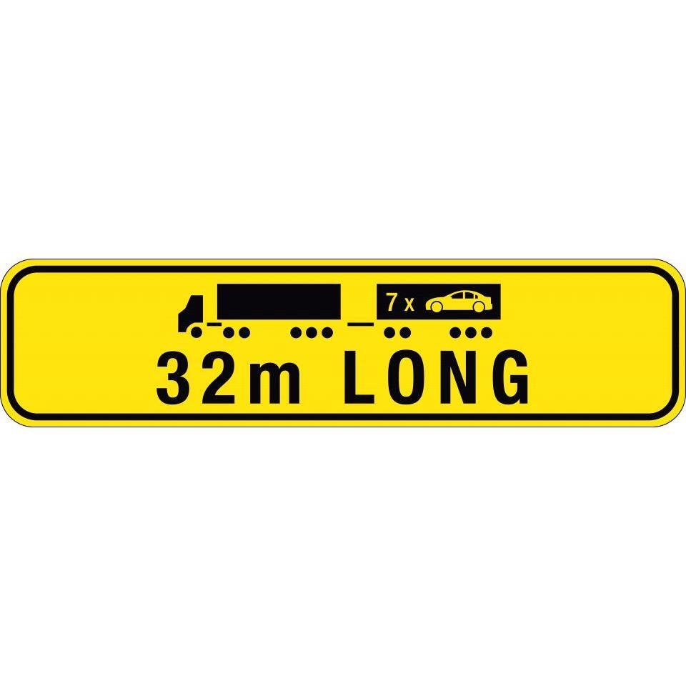 Uniform Safety Signs - 1020X250mm - Metal - Class 2 - Road Train 32m Long | TC4078-M