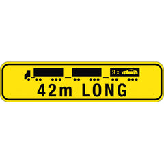 Uniform Safety Signs - 1020 x 250mm - Metal - Class 2 - Hinged - Road Train 42m Long | TC4079-MH