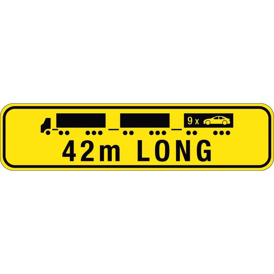 Uniform Safety Signs - 1020X250mm - Metal - Class 2 - Road Train 42m Long | TC4079-M