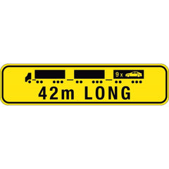 Uniform Safety Signs - 1020X250mm - Metal - Class 2 - Road Train 42m Long | TC4079-M