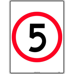 Uniform Safety Signs - 300 x 225mm - Poly - 5 Km Speed Restriction in Roundel | TC409MP