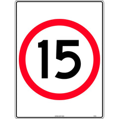 Uniform Safety Signs - 600 x 450mm - Aluminium - Class 1 - 15 Km Speed Restriction in Roundel | TC411C1