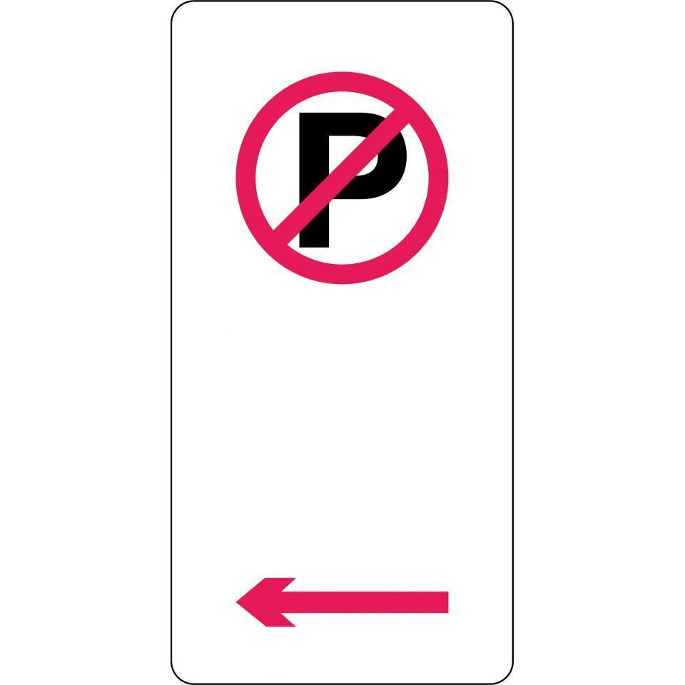 Uniform Safety Signs - 450x225mm - Metal - No Parking Symbol with left arrow | TC414LLSM
