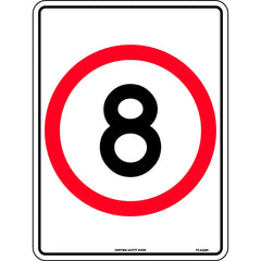 Uniform Safety Signs - 600 x 450mm - Aluminium - Class 2 - Reflective - 8 Km Speed Restriction in Roundel | TC422RAL