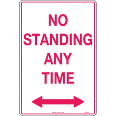 Uniform Safety Signs - 450 x 300mm - Metal - No Standing Any Time with Left Arrow | TC427LLSM