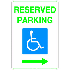 Uniform Safety - Signs - 450x300mm - Metal - Reserved Parking (Disabled Picto & Right Arrow) | TC440LSM
