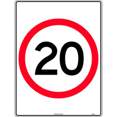 Uniform Safety Signs - 600 x 450mm - Aluminium - Class 2 - Reflective - 20 Km Speed Restriction in Roundel | TC462RAL