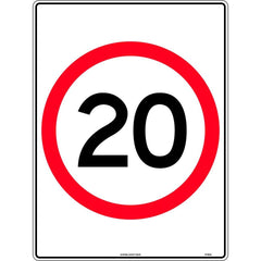 Uniform Safety Signs - 600x400mm - Poly - 20 km Speed Restriction in Roundel | TC462LP