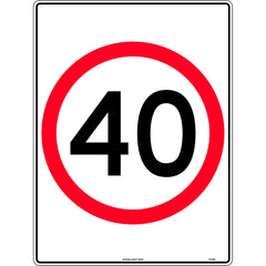 Uniform Safety Signs - 600 x 450mm - Aluminium - Class 2 - Reflective - 40 Km Speed Restriction in Roundel | TC463RAL