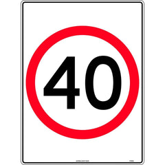 Uniform Safety Signs - 600x400mm - Poly - 40 km Speed Restriction in Roundel | TC463LP