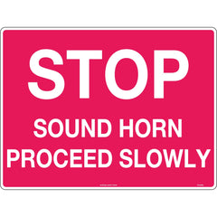 Uniform Safety Signs - 450x300mm - Metal - Stop Sound Horn Proceed Slowly | TC478LSM