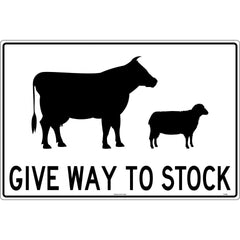 Uniform Safety Signs - 900x600mm - Aluminium - Class 1 - Give Way To Stock (To Suit Swing Stand) | TC480