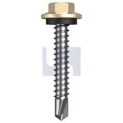 Hobsons - #12-14 x 35 - Classic Cream (Smooth) - Metal SDS Hex Head + Washer - Class 4 | TCCM4SH1214035