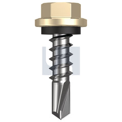 Hobsons - #14-10 x 25 Classic Cream (Smooth) -Cl4 As3566 Metal Sds Hex Head + Washer | Q327-Cc (Pack Of 1000)