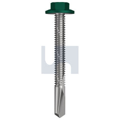 Hobsons - #12-24 x 50 - Cottage Green - S500 SDS Flanged Hex Head - Class 4 - Qty 1000 | TCG54FH1224050