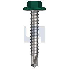 Hobsons - #12-14 x 35 - Cottage Green - Metal SDS Flanged Hex Head - Class 3 | TCGM3FH1214035