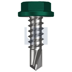 Hobsons - #10-16 x 16 COTTAGE GREEN (PERMANENT) -CL4 AS3566 METAL SDS FLANGED HEX HEAD | Q180-CG (Pack of 1000)