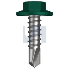 Hobsons - #12-14 x 20 - Cottage Green - Metal SDS Flanged Hex Head - Class 4 | TCGM4FH1214020