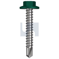Hobsons - #12-14 x 35 - Cottage Green - Metal SDS Flanged Hex Head - Class 4 | TCGM4FH1214035