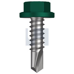 Hobsons - #14-14 x 22 - Cottage Green - Metal SDS Flanged Hex Head - Class 4 | TCGM4FH1414022